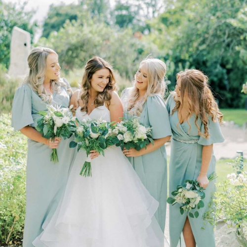 Bride with bridesmaids